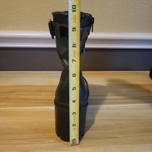 Mix No.6 Boots Valera Lace Up Combat Block Heels Black Faux Leather Women's 8M - Picture 14 of 16